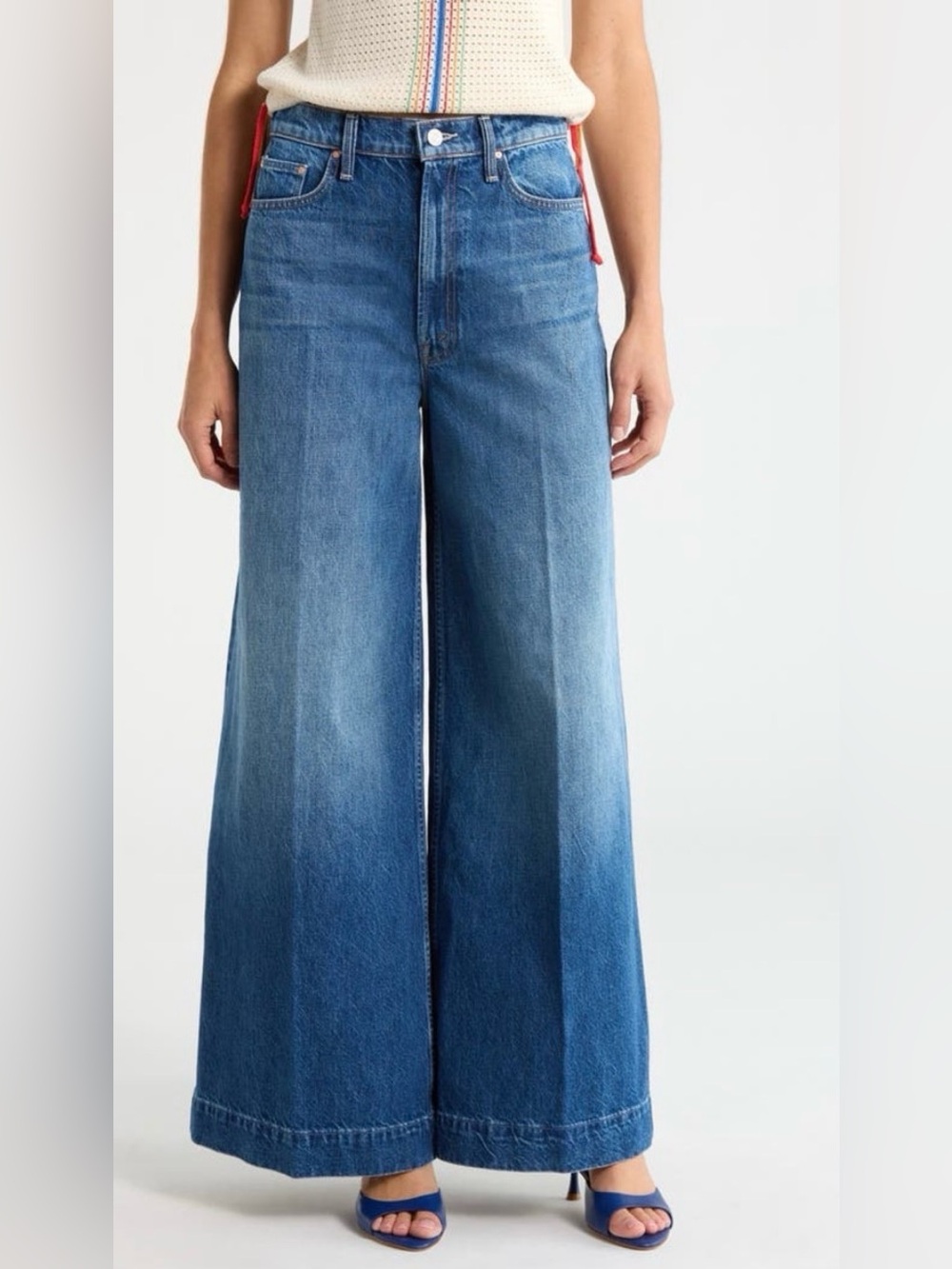 Mother The Headliner Sneak Wide Leg Jeans NWT Size 33 High Rise 100% Cotton
